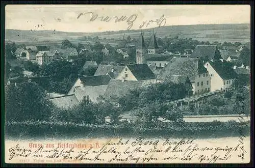 AK Postkarte Heidenheim am Hahnenkamm Mittelfranken Dorf Kirche 1906 gelaufen