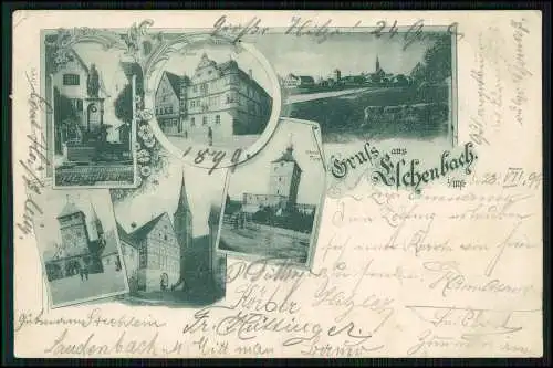AK Wolframs Eschenbach in Bayern Rathaus Tor Denkmal Stadtansichten 1899 gel.