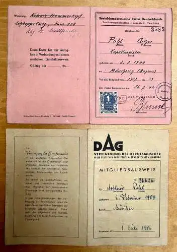 Nachlass Doku. Ausweispapiere Pohl Konzertmeister Kapellmeister Hamburg ab 1935