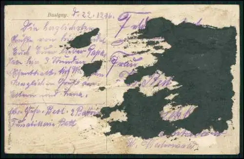 AK 1. WK Postkarte Busigny Nord Bahnhof 1916 Feldpost gelaufen