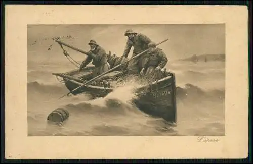 Künstler AK Pasquier M. L'Epave Strandgut Seenotrettung 1917 Feldpost gelaufen