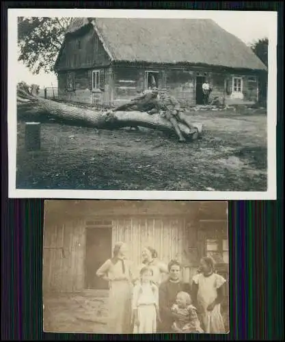 2x Foto 1. WK Soldaten Ostfront 1915 im Quartier bei Bauern Familie uvm.  6x9cm