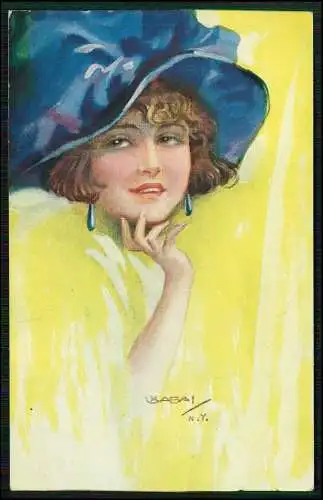 Alte Künstler AK Postkarte signiert Portrait feine elegante Dame Hübsche Frau 6