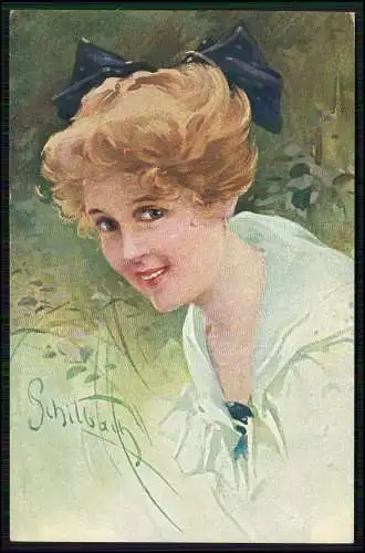 Alte Künstler AK Postkarte signiert Portrait feine elegante Dame Hübsche Frau 5