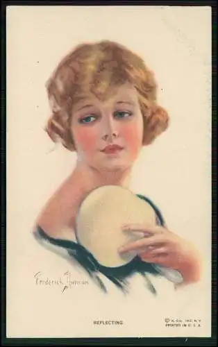 Alte Künstler AK Postkarte signiert Portrait feine elegante Dame Hübsche Frau 2