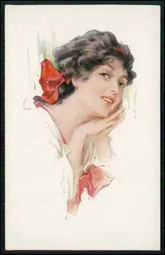 Künstler AK Postkarte Usaba Luis - Portrait feine Dame Hübsche Frau Erkal 368/1