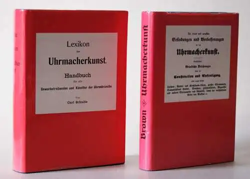 Schulte, Carl / Brown, Isaak: 2 Bücher über Uhrmacherkunst - Fotomechanische Neudrucke - Leipzig, Zenralantiquariat der DDR, 1981. 