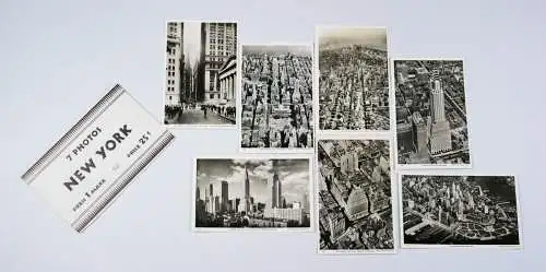  New York City - 7 Ansichtskarten/Postcards, Echtfotos im OUmschlag, 1930/40er Jahre