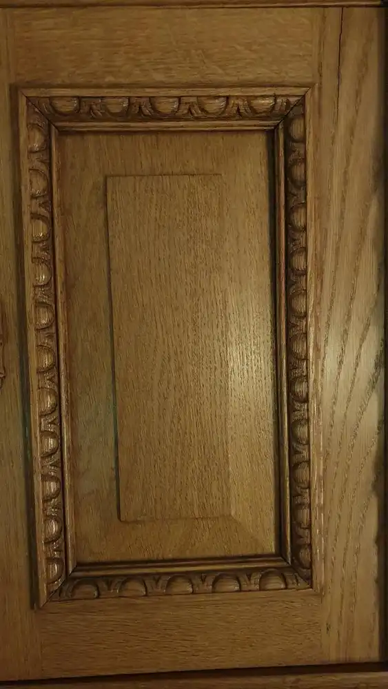 Anrichte, Säulenaufsatz-Buffet, Eiche, hell, gewachst, mit aufwendigen Schnitzereien, Historismus. 8