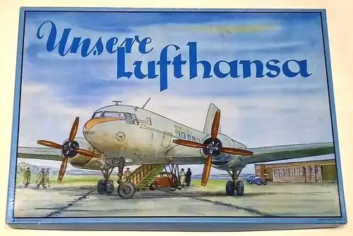 DDR Brettspiel "Unsere Lufthansa"   DDR-Artikel-Nr.: III/26/13 A 962/58 59-3157, VEB(K)Kartonagen-u.Bürobedarf Karl-Marx-Stadt