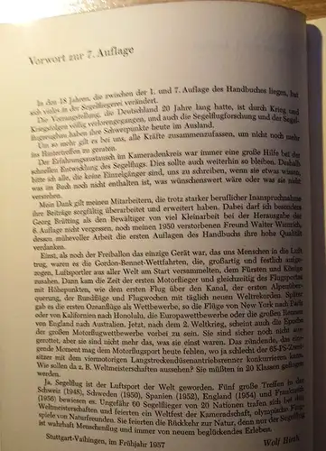 Hirth, Wolf: Handbuch des Segelfliegens unter Mitarbeit von Georg Brütting. 