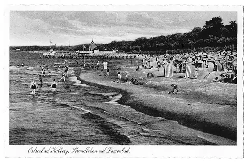 [Echtfotokarte schwarz/weiß] Ostseebad Kolberg/Pommern - Strandleben mit Damenbad - siehe S/W-Scan - ungelaufen. 