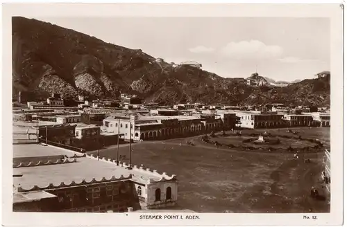 [Echtfotokarte schwarz/weiß] Steamer Point I. Aden Nr. 12, ungelaufen aber mit Beschriftung auf Rückseite - siehe Scan. 