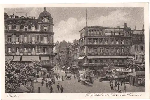 [Ansichtskarte] Berlin, Friedrichstraße, Unter den Linden, Kupfertiefdruck ungelaufen, - siehe Scan. 