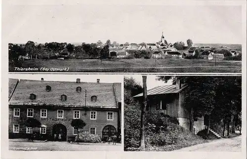 [Ansichtskarte] Thiersheim (Bay.Ostmark), Gasthof z. Post, Kellerwirtschaft. 