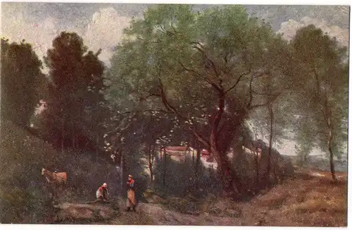 [Künstlerpostkarte reproduziert] Nr. 827 Erinnerung an Avray von Corot, Degi-Gemälde, Strukturkarte , gelaufen mit Text auf der Rückseite - siehe Scan. 