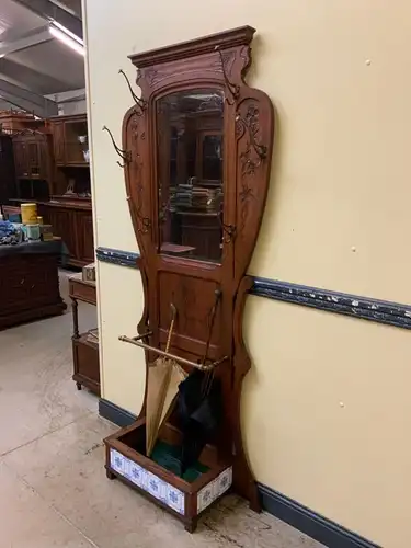 Antike Jugendstil Garderobe mit Fliesen, Art Nouveau - Lieferung möglich!