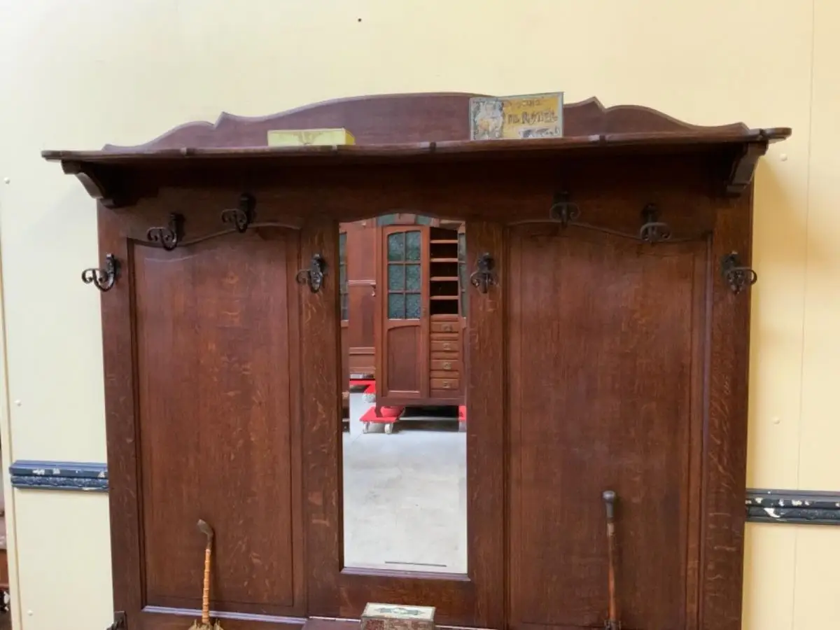 Antike Jugendstil Garderobe mit Schrank, 2 Schübe Traumhaft - Lieferung möglich! 6