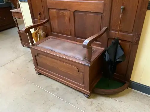 Antike imposante Jugendstil Garderobe mit Truhen Bank,   - Lieferung möglich!