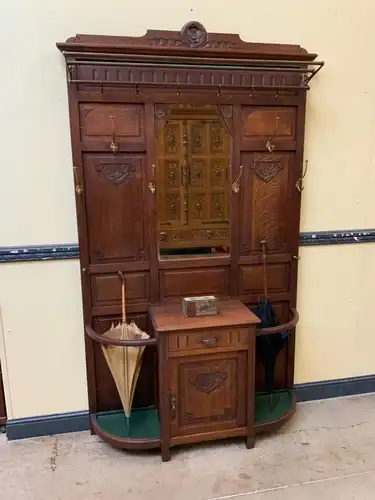 Antike Jugendstil Garderobe mit Schrank und Schub -Lieferung möglich!