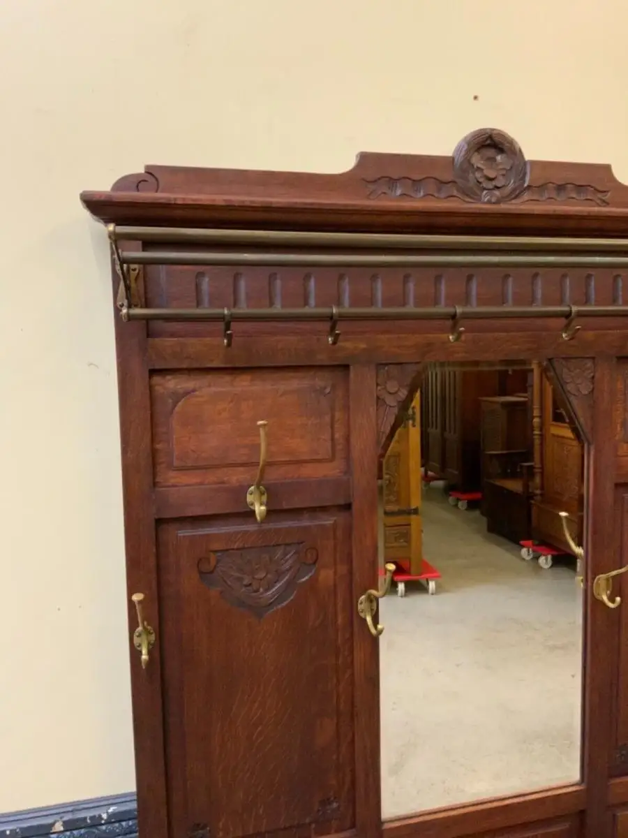 Antike Jugendstil Garderobe mit Schrank und Schub -Lieferung möglich! 14