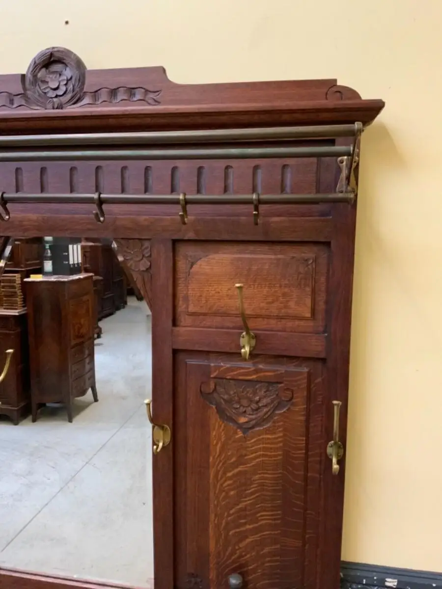 Antike Jugendstil Garderobe mit Schrank und Schub -Lieferung möglich! 15