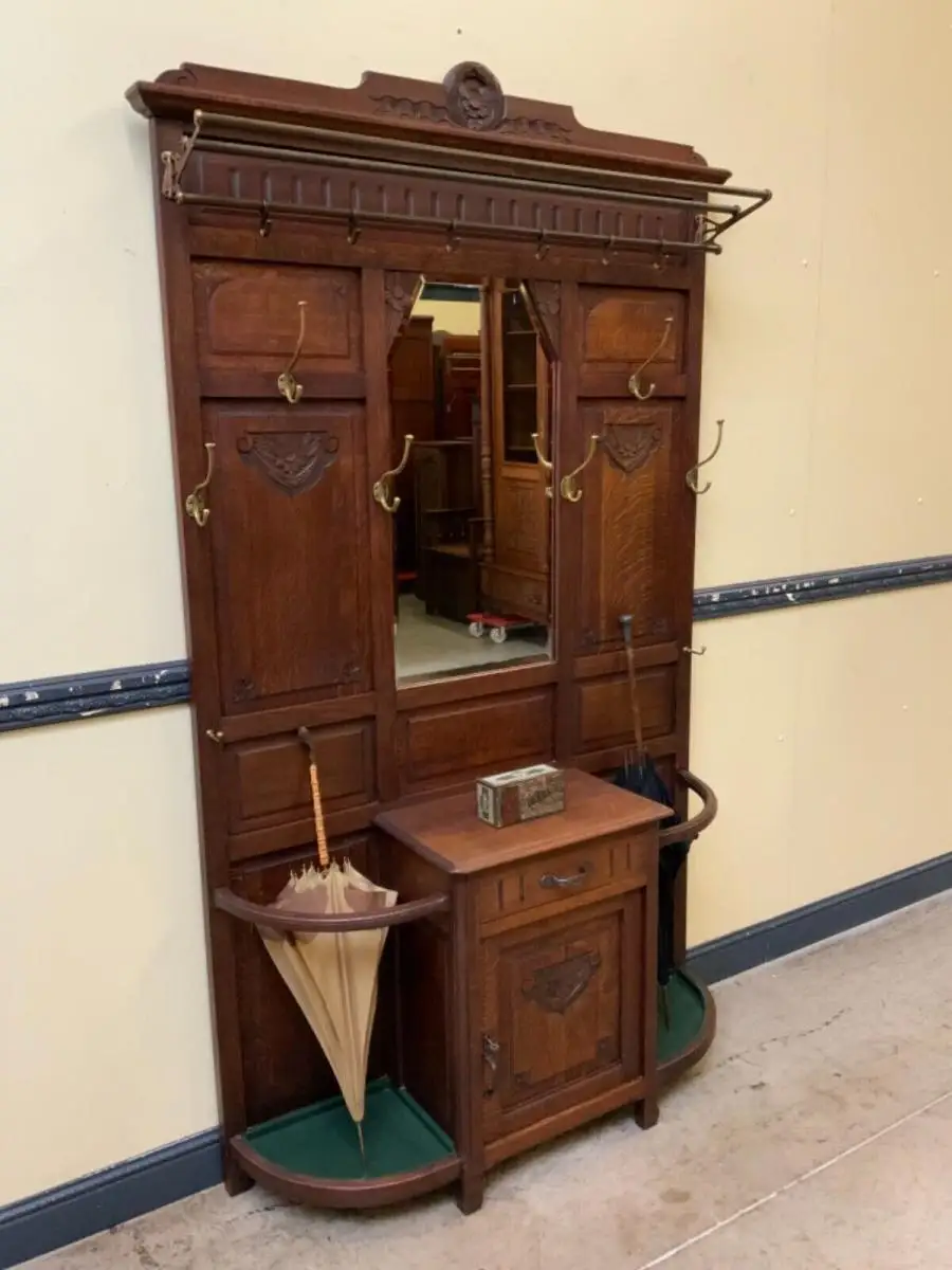 Antike Jugendstil Garderobe mit Schrank und Schub -Lieferung möglich! 4