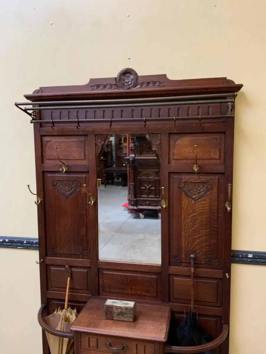 Antike Jugendstil Garderobe mit Schrank und Schub -Lieferung möglich! 9