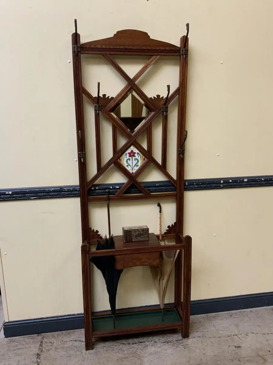 Antike Jugendstil Garderobe mit Jugendstil Fliese, - Lieferung möglich! 1