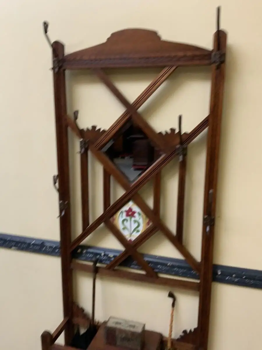 Antike Jugendstil Garderobe mit Jugendstil Fliese, - Lieferung möglich! 12