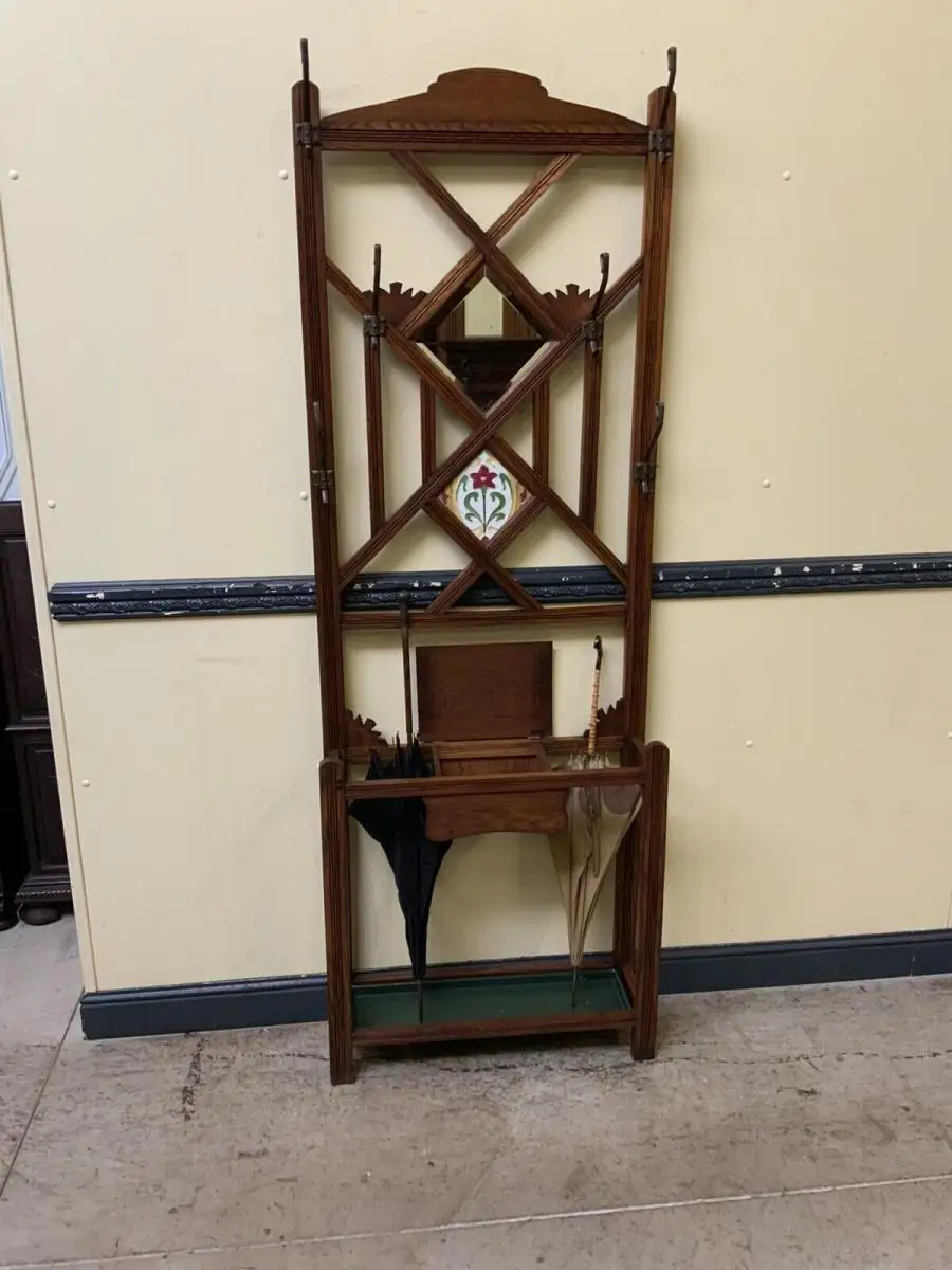 Antike Jugendstil Garderobe mit Jugendstil Fliese, - Lieferung möglich! 14