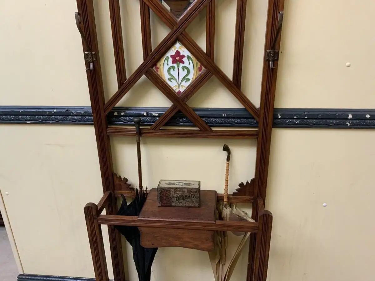 Antike Jugendstil Garderobe mit Jugendstil Fliese, - Lieferung möglich! 5