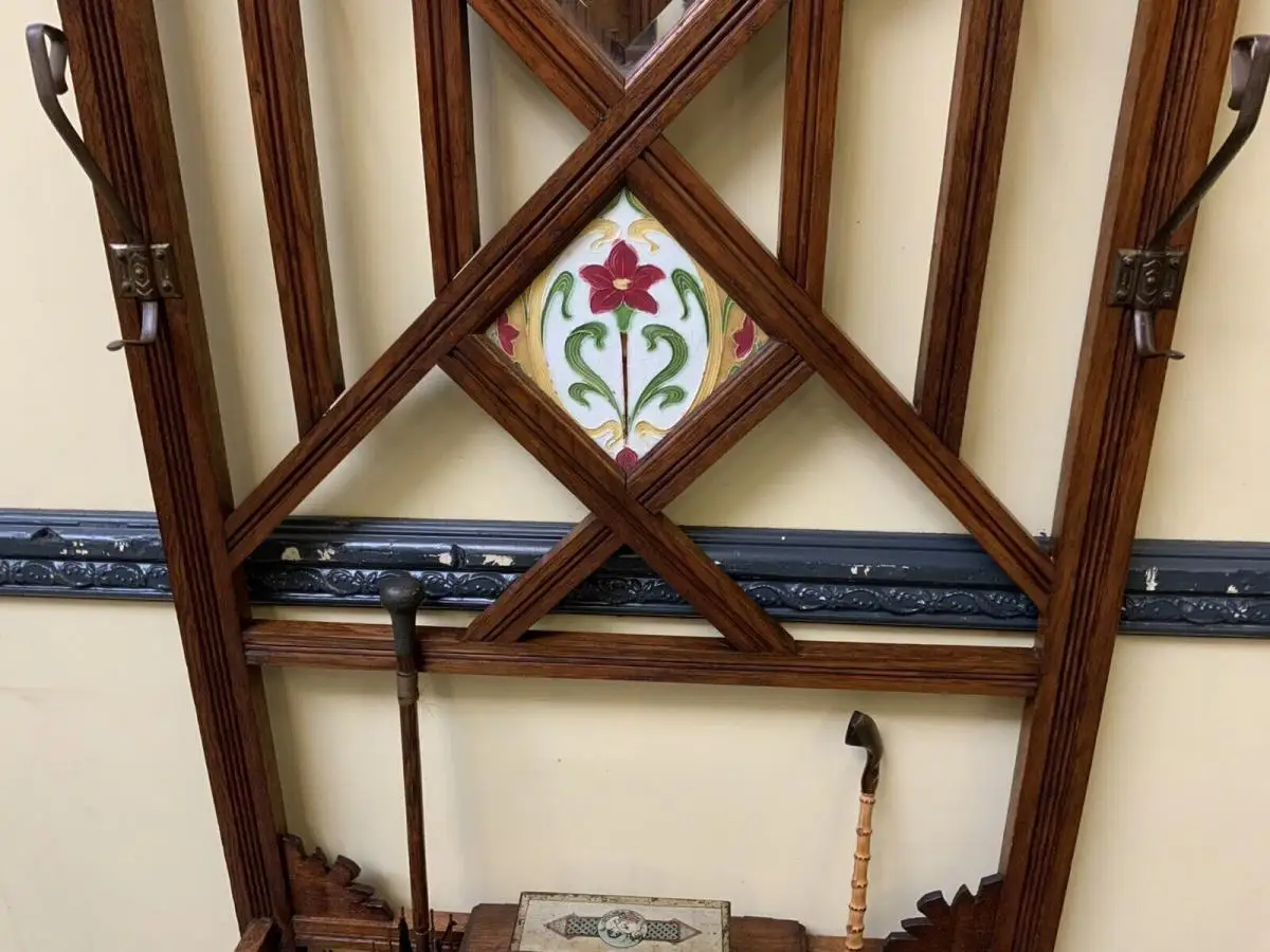 Antike Jugendstil Garderobe mit Jugendstil Fliese, - Lieferung möglich! 6