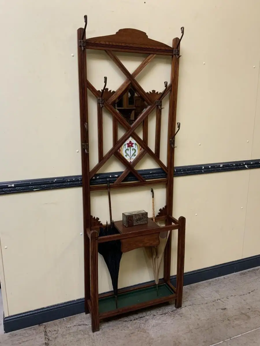 Antike Jugendstil Garderobe mit Jugendstil Fliese, - Lieferung möglich! 7