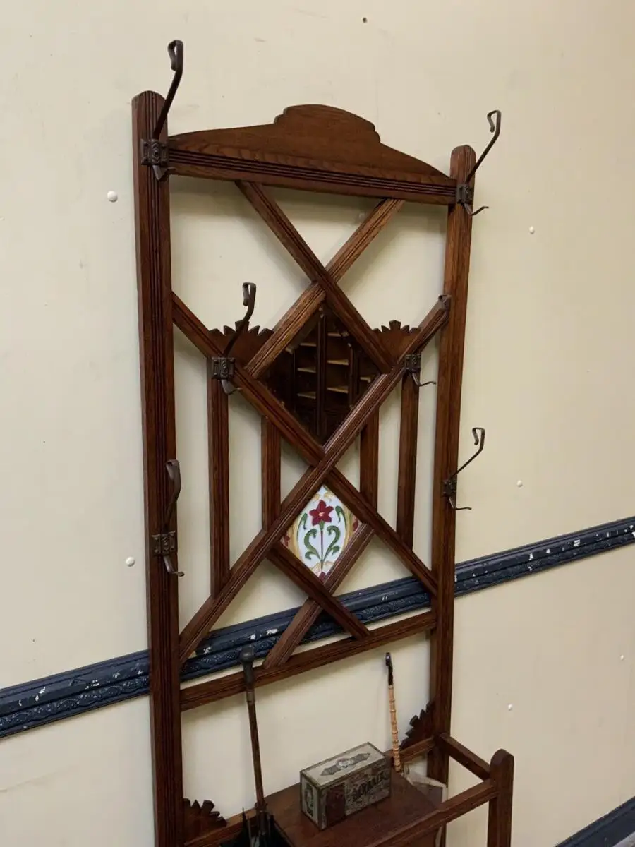 Antike Jugendstil Garderobe mit Jugendstil Fliese, - Lieferung möglich! 8