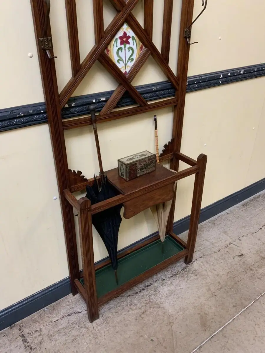 Antike Jugendstil Garderobe mit Jugendstil Fliese, - Lieferung möglich! 9