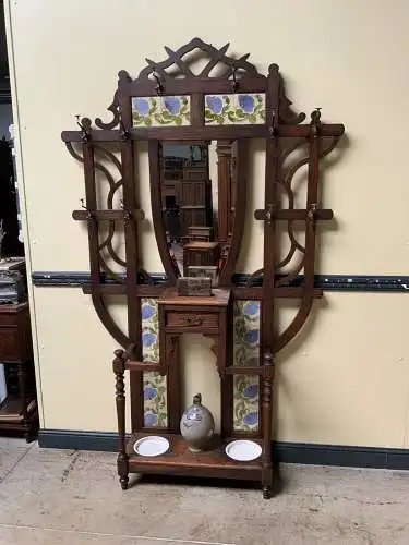 Antike Jugendstil Garderobe, Art Nouveau, Fliesen,         - Lieferung möglich!