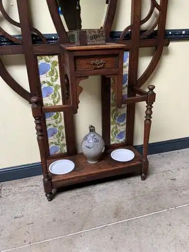 Antike Jugendstil Garderobe, Art Nouveau, Fliesen,         - Lieferung möglich!