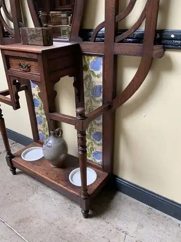 Antike Jugendstil Garderobe, Art Nouveau, Fliesen,         - Lieferung möglich!