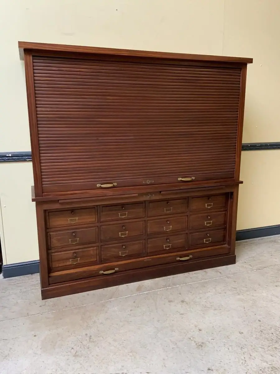 Antiker sensationeller Art Deco Rolladen Archiv Schrank - Lieferung möglich! 17