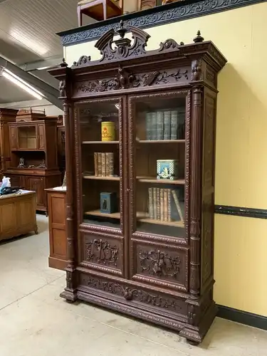 Antiker imposanter Neorenaissance Bücherschrank, Vitrine - Lieferung mögl.!