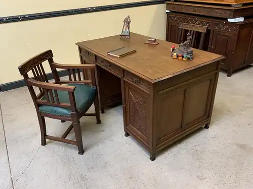 Antiker doppelseitiger Jugendstil Schreibtisch, Art Nouveau - Lieferung möglich!