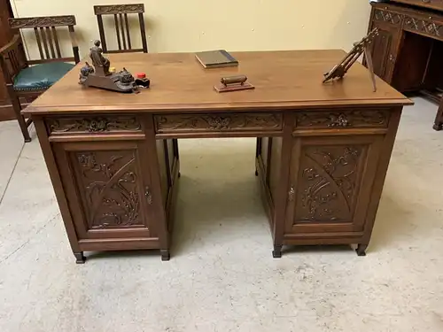 Antiker doppelseitiger Jugendstil Schreibtisch, Art Nouveau - Lieferung möglich!