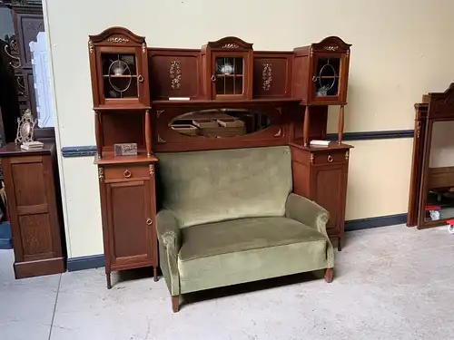 Antikes Jugendstil Buffet, Vitrine, Sofa, Überbauschrank - Lieferung möglich!