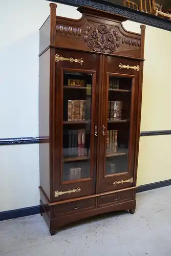 Antike imposante Jugendstil Vitrine, Bücherschrank Art Nouveau Lieferung möglich