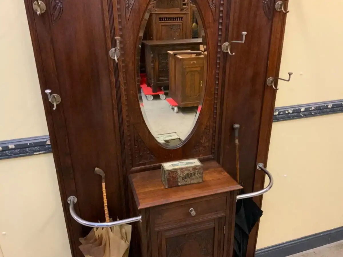 Antike Art Deco Garderobe mit Schrank und Schub - Traumhaft - Lieferung möglich! 13