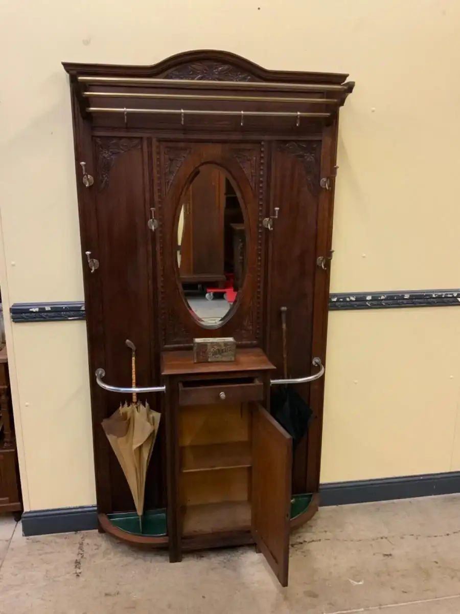Antike Art Deco Garderobe mit Schrank und Schub - Traumhaft - Lieferung möglich! 14
