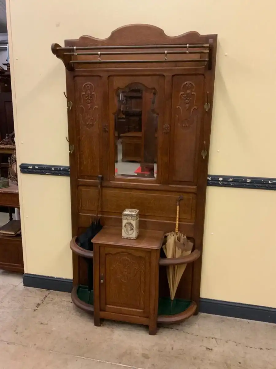 Antike Jugendstil Garderobe mit Schrank  - Lieferung möglich! 0