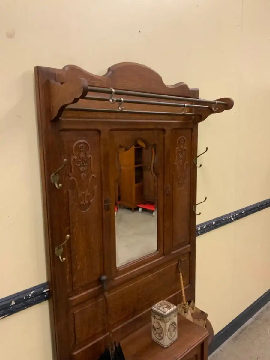 Antike Jugendstil Garderobe mit Schrank  - Lieferung möglich! 11