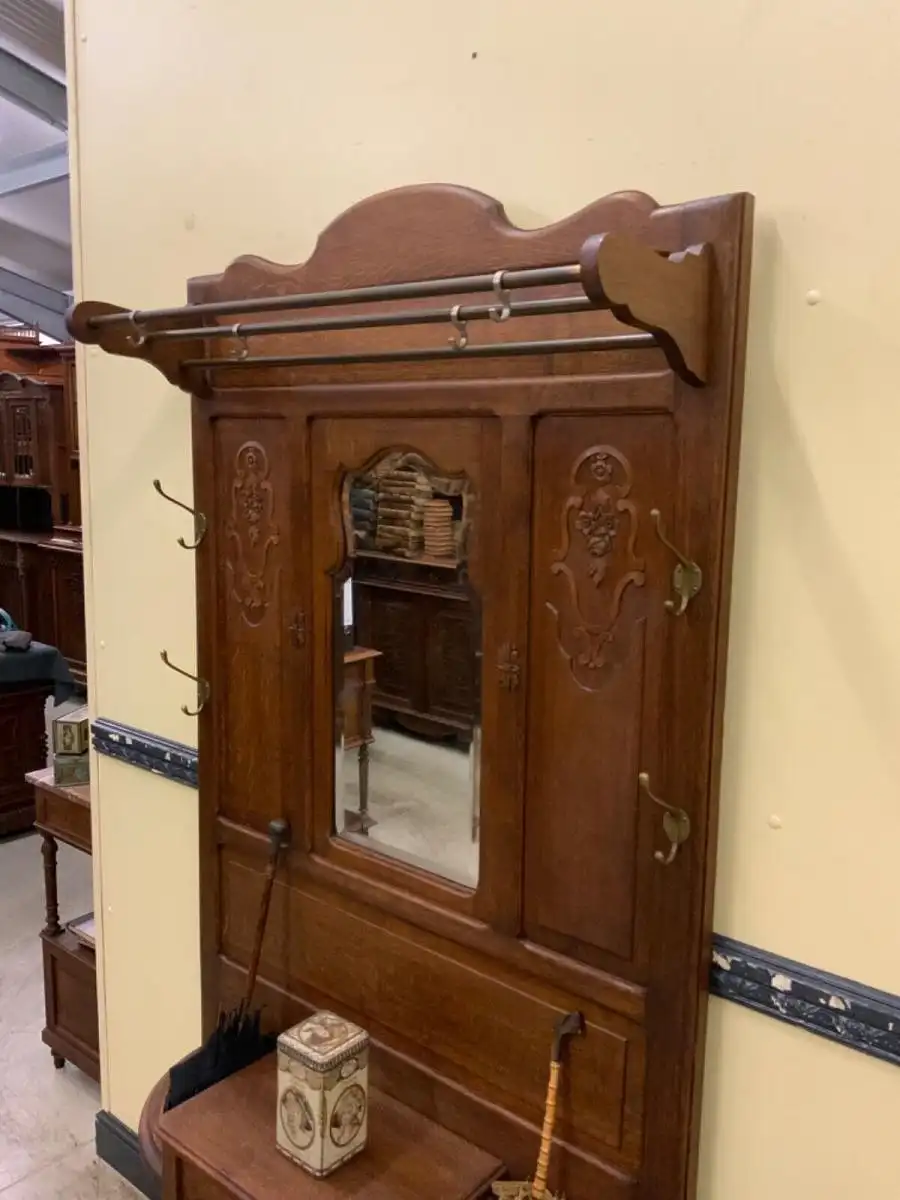 Antike Jugendstil Garderobe mit Schrank  - Lieferung möglich! 12